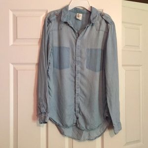 Denim studded button up